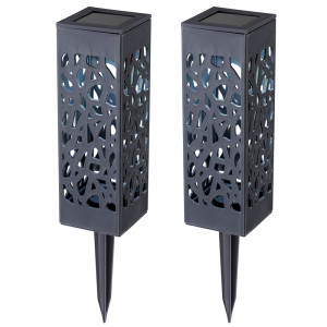 2x LED Solarlampen, Dekorstanzungen, anthrazit, Höhe 29 cm