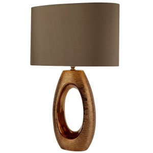 Tischlampe, Bronze-Farben, Textil Schirm, ARTISAN