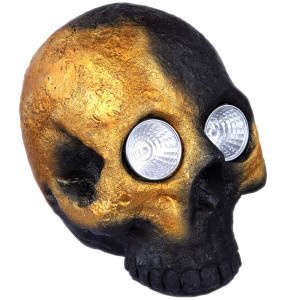 LED Solarleuchte, Totenkopf, schwarz-gold, H 17,8 cm