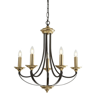Kronleuchter, Lüster, bronze-braun 5-flammig, H 150 cm