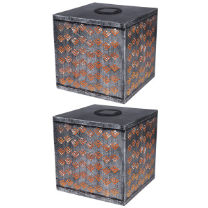 2er Set LED Solarleuchten mit Stanzungen, silber, Würfelform