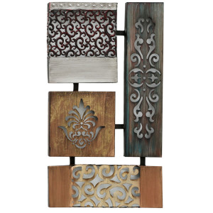 Wand-Objekt aus Eisen, Ornament Dekor, H 68 cm