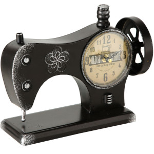 Tischuhr, Nähmaschinen Design, schwarz H 20 cm