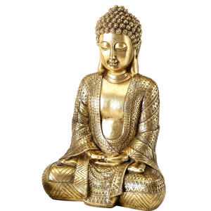 Buddha Deko Figur gold, Kunstharz Höhe 39 cm