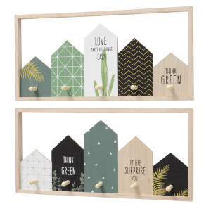 2er Set Wandgarderoben aus Holz mit Kleiderhaken Think Green