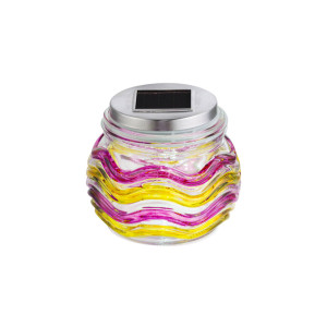 LED Solarleuchte, Glas pink-orange, Windlicht, SOLAR