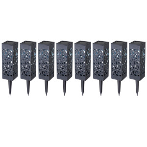8x LED Solarleuchten, Dekorstanzungen, anthrazit, H 29 cm