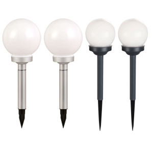 4er Set LED Solar Steckleuchten, Kugel Design, weiß