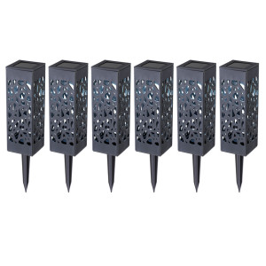 6er Set LED Solarlampen, Dekorstanzungen, anthrazit, H 29 cm