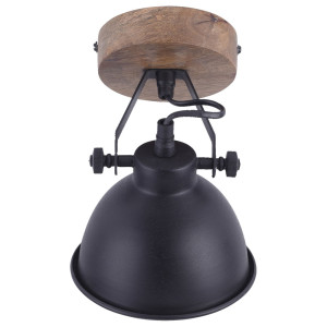 Wandampe, schwarz, Holz, beweglicher Spot, H 22 cm