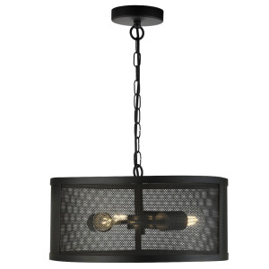 RGB LED Hängeleuchte, Käfig Optik, schwarz, Höhe 150 cm