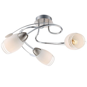 LED Deckenlampe, Chrom, Glasspots satiniert, BOSPORUS