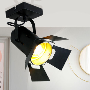 Deckenstrahler, Spot Studio Lampe, schwarz-gold, Höhe 22 cm