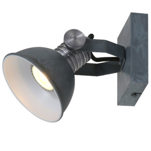 LED Decken- und Wandlampe, Metall, grau, H 18 cm, BROOKLYN