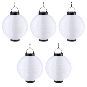 5er Set Hängeleuchte Solar mit LED und rundem Schirm
