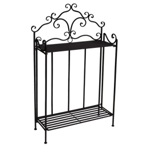 Pflanzregal, Metall dunkelbraun, mit Ornamenten, Höhe 67 cm