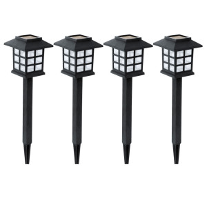 4er Set LED Solarleuchten, schwarz, Laterne, Höhe 38 cm