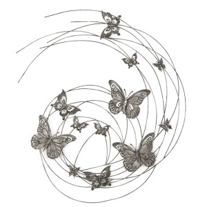 Wand-Objekt aus Eisen, Schmetterling Dekor, H 98 cm