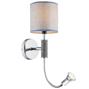 LED Wandleuchte, Flexo Arm, Textil grau,  UMBRELLA