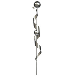Gartenstecker aus Edelstahl in Spriralform mit 2 Kugeln
