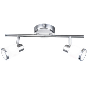 LED Deckenlampe, Chrom, Glas, Spots beweglich, L 36 cm, PLATOON