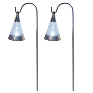 2er Set LED Solar Pendelleuchten, Kegel Design, Höhe 65 cm