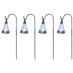 4er Set LED Solar Steckleuchten, Kegel Design, Höhe 65 cm