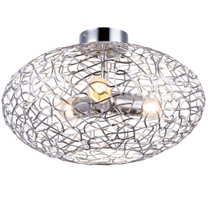 LED Chrom Deckenleuchte, Aluminumgeflecht, 40 cm, ARYA,
