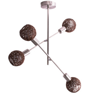 Deckenlampe, Papiergeflecht, Schirme dunkelbraun, L 55,4 cm