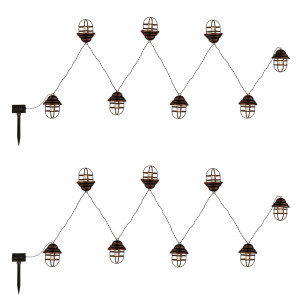 2er Set LED Solar Lichterketten im Laternen Design