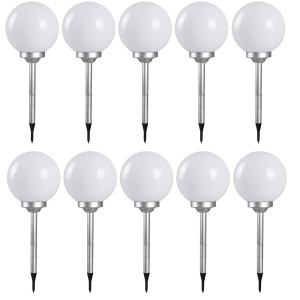 10er Set LED Solar Steckleuchten, Kugelform, 30 cm, SOLAR