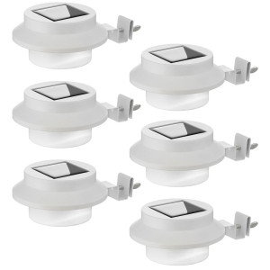 6x LED Solarleuchten, Dachrinnenlampen, weiß, rund