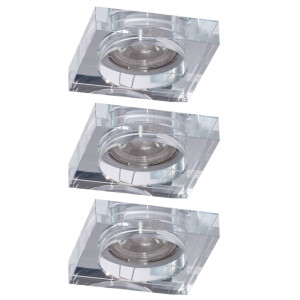 3er Set LED Einbaustrahler, Glas, 9 cm, TINUS