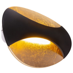 LED Wandleuchte, Metall, schwarz, Blattgold Design, ALEXANDRA