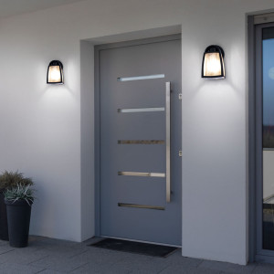 2er Set LED Wandleuchten, ALU Glas, schwarz, KELSEY