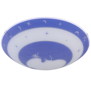 Deckenleuchte, Glas, Mond, blau, weiß, 30 cm, MOONSTAR