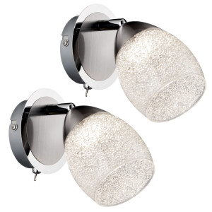 2er Set LED Wandleuchten, Chrom, Kristall Spot verstellbar, HELENA