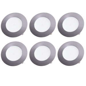 6er Set LED Einbauleuchten, Chrom, 10,2 cm, TINUS
