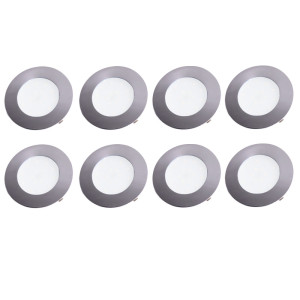 8er Set LED Einbauleuchte, Chrom, 10,2 cm, TINUS