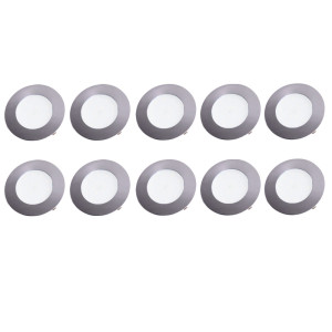 10er Set LED Einbauleuchten, Chrom, 10,2 cm, TINUS