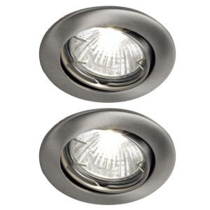 2er Set LED Einbauspots, nickel-matt, 8 cm, TINUS