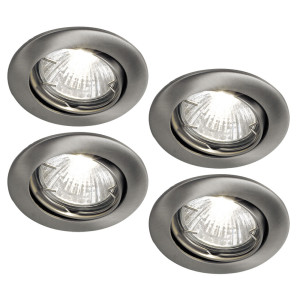 4er Set LED Einbauspots, nickel-matt, 8 cm, TINUS