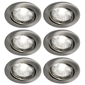6er Set LED Einbauspots, nickel-matt, 8 cm, TINUS