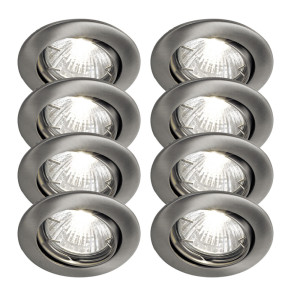 8er Set LED Einbauspots, nickel-matt, 8 cm, TINUS