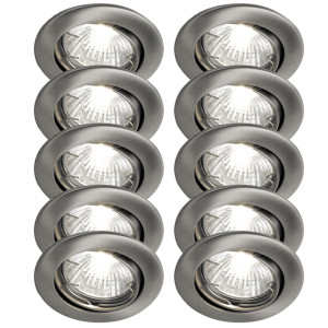 10er Set LED Einbauspots, nickel-matt, 8 cm, TINUS
