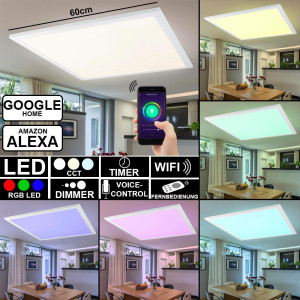 RGB LED Ein- & Aufbau Panel, 3200 Lm, App, dimmbar, L 60 cm