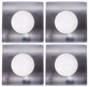 4er Set LED Decken-Einbauleuchten, dimmbar, eckig, L 8,2 cm