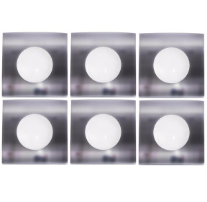 6er Set LED Decken-Einbauleuchten, dimmbar, eckig, L 8,2 cm