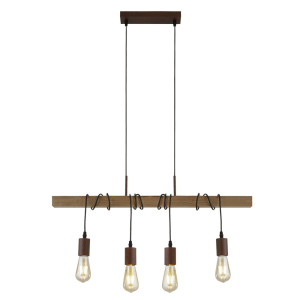 Hängeleuchte, Balken natur, Kabel, rost, L 70 cm