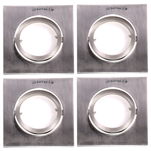 4er Set LED Einbauleuchte, eckig, Aluminium, Dimmer, 8,3 cm